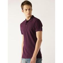 United Colors of Benetton Men Purple Solid Polo Collar T-shirt