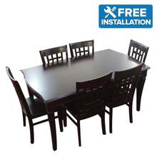 Sunrise Furniture 6-Seater Wooden Oval Dining Table - Dark Coffee