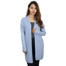 Periwinkle Blue Long Patterned Thin Outer For Women