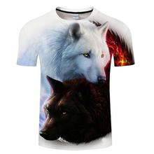 Lovers Wolf 3D Print t shirt Men Women tshirt Summer Funny Short