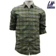 KILOMETER Army Green Checkered Shirt For Men