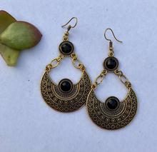 Black Pearled   Antique Chandbali Designed Drop Danglers Earring