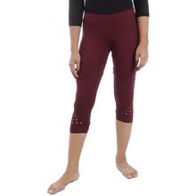 Maroon Lycra Cut Quarter Leggings For Women-WTR5215