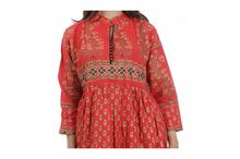 Floral Printed Long Kurti Dress For Women-Red