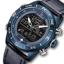 NAVIFORCE  Nf9144 Luxury Brand Army Military Leather Strap Fashion Sports Men Dual Display Watches Waterproof Wristwatch