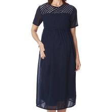 Nine Maternity Navy Blue Sequined Dress For Women - 5495