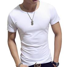 Summer Men's Solid T-shirt Cotton O-neck Short Sleeved T