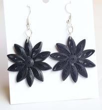 Handmade Black  Stunning Paper Flower Design Drop Earrings