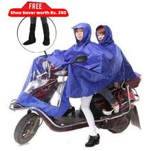 Double Layer Biker Raincoat with Free Shoe saver