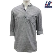 KILOMETER Grey Buttoned Kurta Shirt For Men