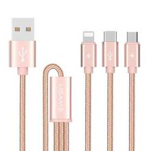 Metal Lightning Micro Type C 3-in-1 Nylon Wire USB Charger Cable