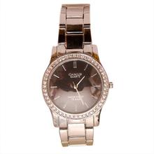 Camus Stone Studded Round Black Dial And Silver Strap Watch For Women