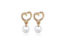 Gold Toned Zircon Heart Shaped Earrings For Women