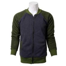 Two-Tone Fur Inside Fleece Bomber Jacket- Green/Navy