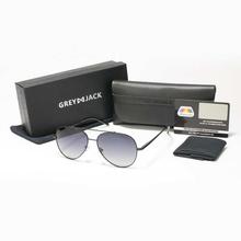 GREY JACK Polarized Black Frame Light Black Oval Aviator Sunglasses (Unisex)