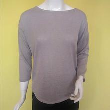 Grey Boat Neck Pure Soft Woolen Winter Top For Women