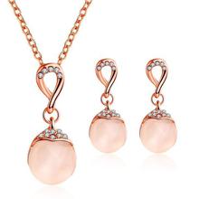 Opal Jewelry Sets For Woman Pendant Necklaces Choker Water Drop Earrings & Ring Gold Color Bohemia Wedding Jewelry Gifts