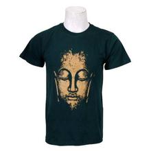 Dark Green Buddha Printed Round Neck 100% Cotton T-Shirt For Men