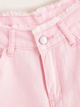 Button Waist Raw Hem Denim Shorts