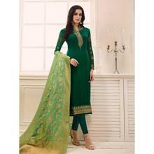 Stylee Lifestyle Green Satin Embroidered Dress Material (1765)