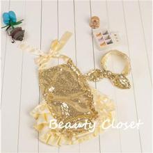 Baby Sequin Romper Newborn Sunny Suit Gold Peach Mint