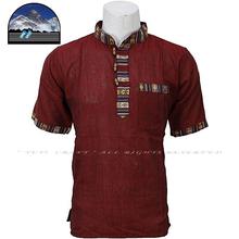 Maroon Half Sleeve Bhutani Kurta Shirt For Men