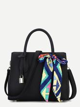 PU Shoulder Bag With Skinny Scarf