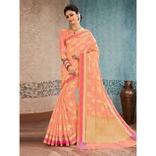 Stylee Lifestyle Peach Banarasi Silk Jacquard Saree (1750)