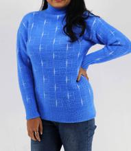 Blue Hineck Sweater with white strips for women