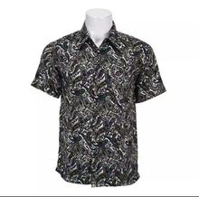 Black/White Floral Printed Half Shirt For Men