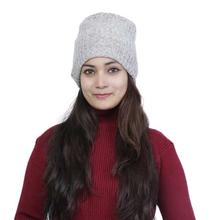 Grey Textured Mix Cashmere Cap For Women