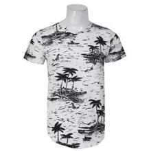 White/Black Coconut Tree Printed T-Shirt For Men