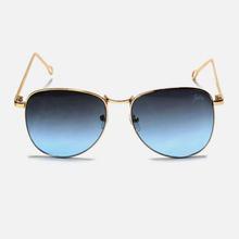 Oval Aviator in Blackish Blue Lenses with Stylish Golden Metal Legs