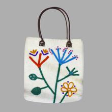 White Felt Handbag For Women