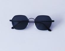 All black hexagonal polarized  fashionable sunglasses