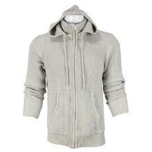 Off White Woolen Zip Hoodie For Men