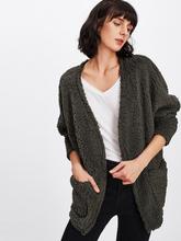 Faux Fur Open Front Teddy Coat