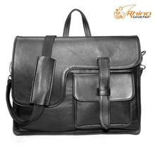 Rhino Leather Black Laptop Bag For Men