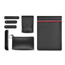 WIWU Elite 5-in-1 Protection Set up to15.4-Inch Macbook [Sleeve + Mice Pouch + Power Pouch + Cable Band + Pen Pouch] - Black