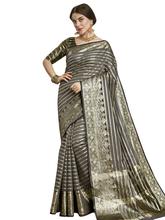 Stylee Lifestyle Grey Banarasi Silk Jacquard Saree - 1851