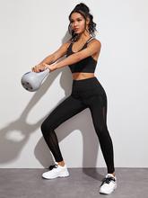 Contrast Mesh Solid Sports Leggings