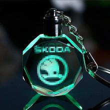 K9 Crystal Car Logo Key Chain Laser Engraved Colorful LED Light Key Ring Glass Keychain Decoration Accessories Pendant Gift