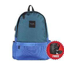 Yavie Dual Tone 19L Nylon USB Charging/Head Phone Port Casual Compatible Backpack-9031 With Free Bag Cover