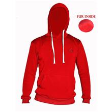 Trendy Winter fur hoodie For Men - Red