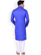 Manyavar Blue & White Kurta Pyjama