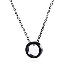 Black Open Circle Ring Adjustable Locket Chain Pendant For Women