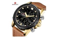 NaviForce NF9138 Dual Time Luxury Sport Watch – Golden/Black