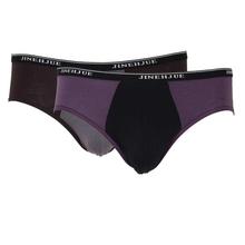 Pack Of 2 Cotton Two Toned Briefs For Men - Purple/Brown