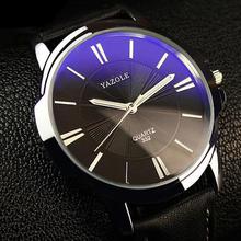 YAZOLE Leather Strap Quartz WristWatch Male Men Hours Top