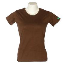 Brown Cotton Solid T-Shirt For Women